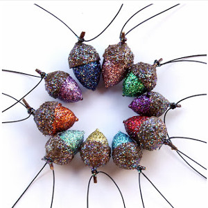Glittery Acorn Necklace